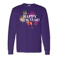 thumbnail image 1 of Inktastic Happy New Year with Hat Fireworks and Wine Glasses Long Sleeve T-Shirt, 1 of 5