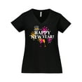 thumbnail image 1 of Inktastic Happy New Year with Hat Fireworks and Wine Glasses Women's Plus Size V-Neck T-Shirt, 1 of 5