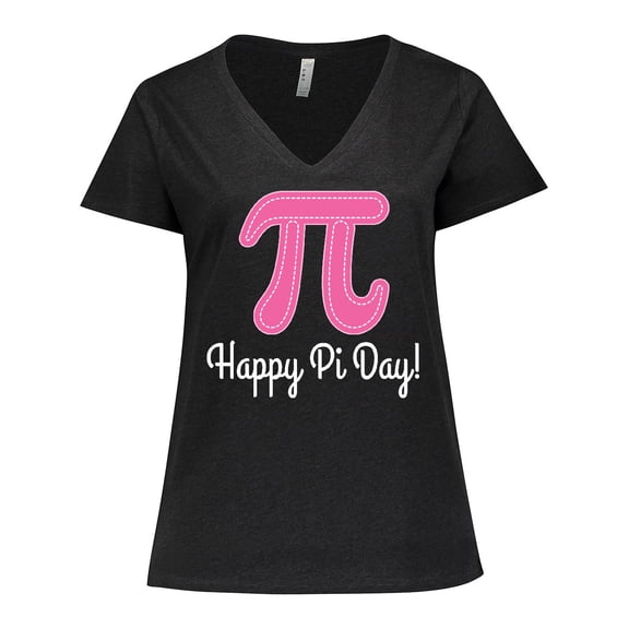 Inktastic Happy Pi Day Pink Math Symbol Women's Plus Size V-Neck T-Shirt