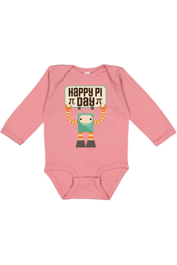 Happy Pi Day Robot Math Class Boys or Girls Long Sleeve Baby Bodysuit