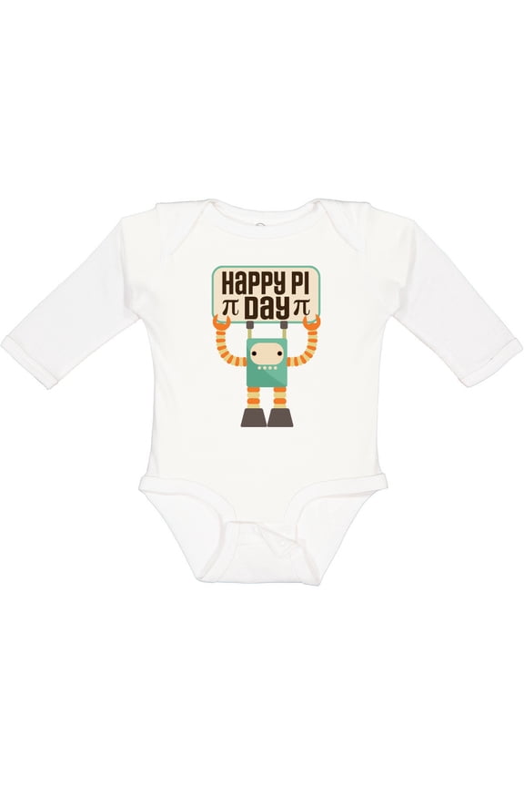 Happy Pi Day Robot Math Class Boys or Girls Long Sleeve Baby Bodysuit