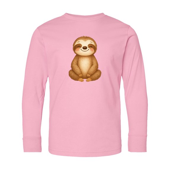 Inktastic Happy Sloth Long Sleeve Youth T-Shirt