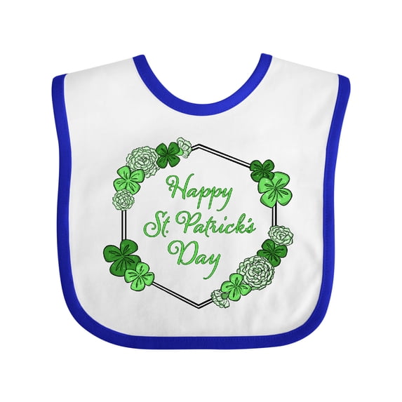 Inktastic Happy St. Patrick's Day Clovers Boys or Girls Baby Bib