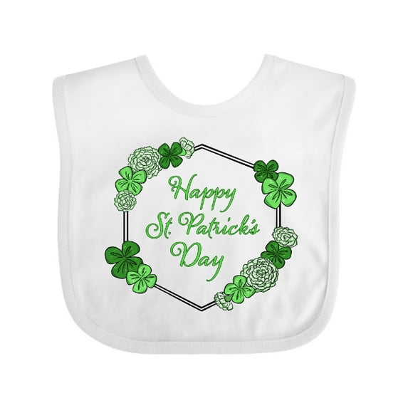 Inktastic Happy St. Patrick's Day Clovers Boys or Girls Baby Bib