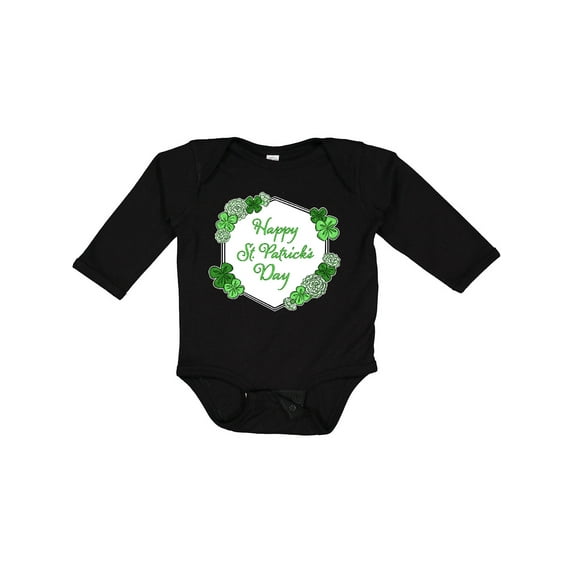 Inktastic Happy St. Patrick's Day Clovers Boys or Girls Long Sleeve Baby Bodysuit