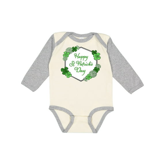 Inktastic Happy St. Patrick's Day Clovers Boys or Girls Long Sleeve Baby Bodysuit
