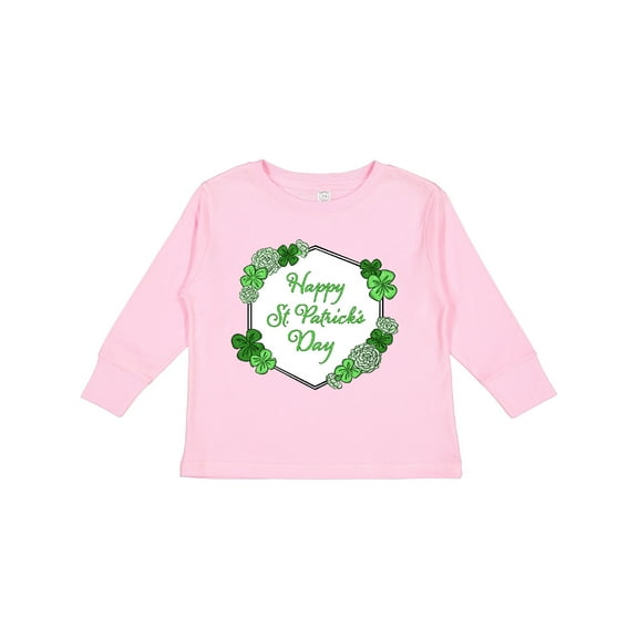Inktastic Happy St. Patrick's Day Clovers Boys or Girls Long Sleeve Toddler T-Shirt