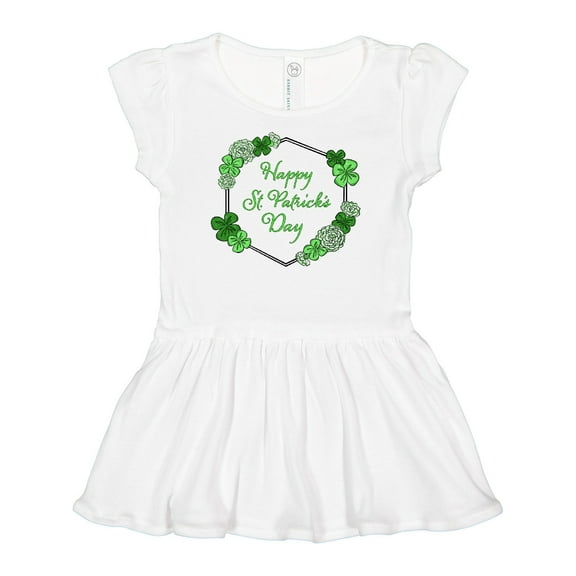 Inktastic Happy St. Patrick's Day Clovers Girls Baby Dress