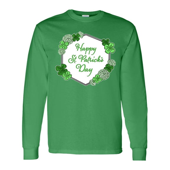 Inktastic Happy St. Patrick's Day Clovers Long Sleeve T-Shirt