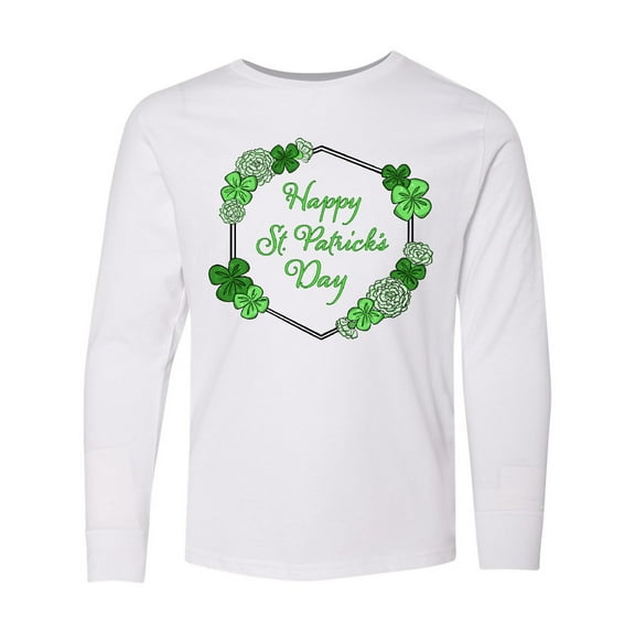 Inktastic Happy St. Patrick's Day Clovers Long Sleeve Youth T-Shirt