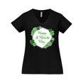 thumbnail image 1 of Inktastic Happy St. Patrick's Day Clovers Women's Plus Size V-Neck T-Shirt, 1 of 5