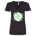 thumbnail image 1 of Inktastic Happy St. Patrick's Day Clovers Women's V-Neck T-Shirt, 1 of 5