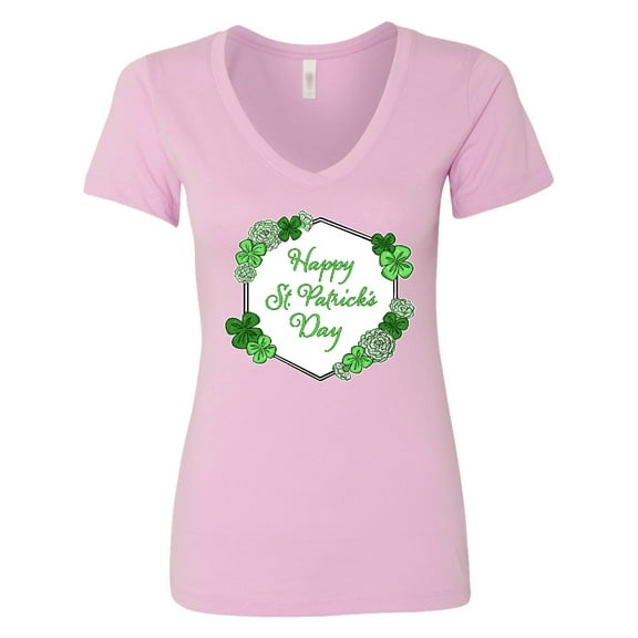 Inktastic Happy St. Patrick's Day Clovers Women's V-Neck T-Shirt