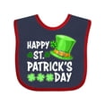 thumbnail image 1 of Inktastic Happy St. Patrick's Day Green Hat and Clovers Boys or Girls Baby Bib, 1 of 4