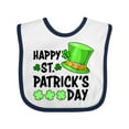 thumbnail image 1 of Inktastic Happy St. Patrick's Day Green Hat and Clovers Boys or Girls Baby Bib, 1 of 4