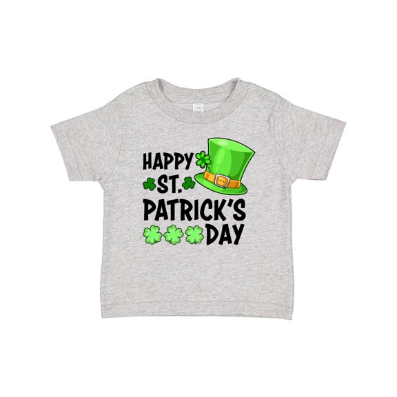 Inktastic Happy St. Patrick's Day Green Hat and Clovers Boys or Girls Baby T-Shirt
