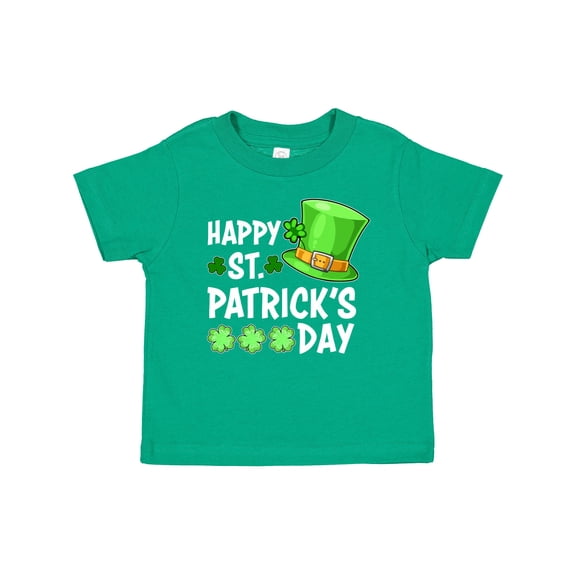 Inktastic Happy St. Patrick's Day Green Hat and Clovers Boys or Girls Baby T-Shirt
