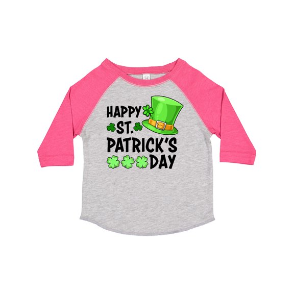 Inktastic Happy St. Patrick's Day Green Hat and Clovers Boys or Girls Toddler T-Shirt