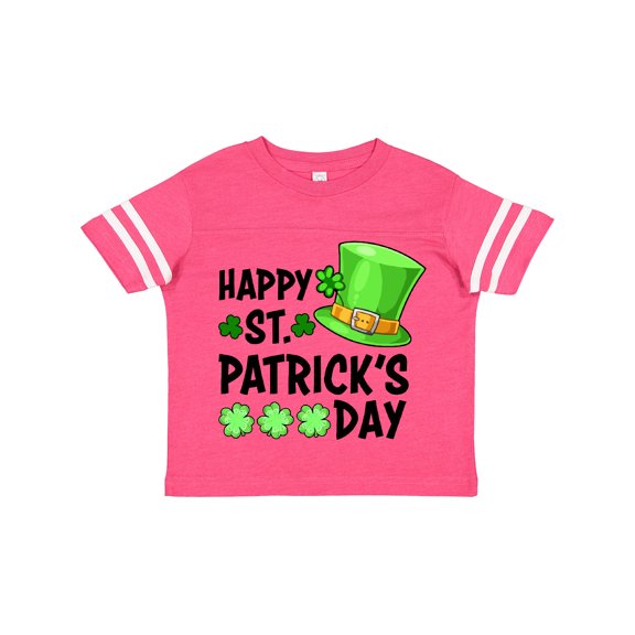 Inktastic Happy St. Patrick's Day Green Hat and Clovers Boys or Girls Toddler T-Shirt