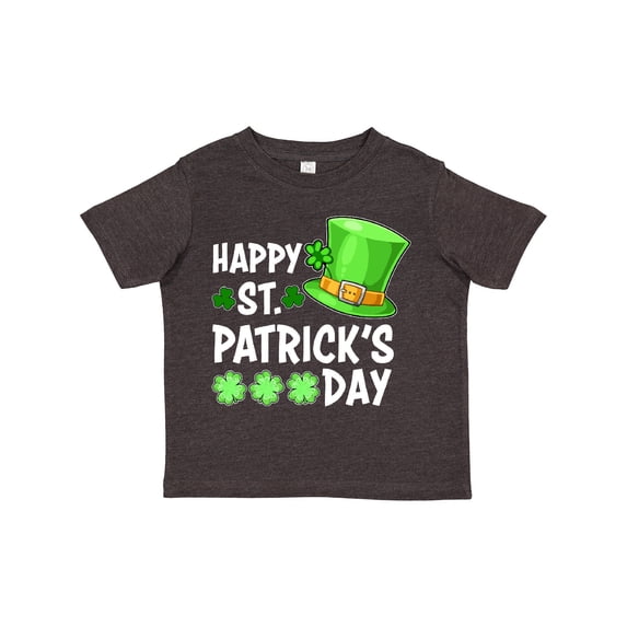Inktastic Happy St. Patrick's Day Green Hat and Clovers Boys or Girls Toddler T-Shirt