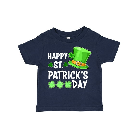 Inktastic Happy St. Patrick's Day Green Hat and Clovers Boys or Girls Toddler T-Shirt