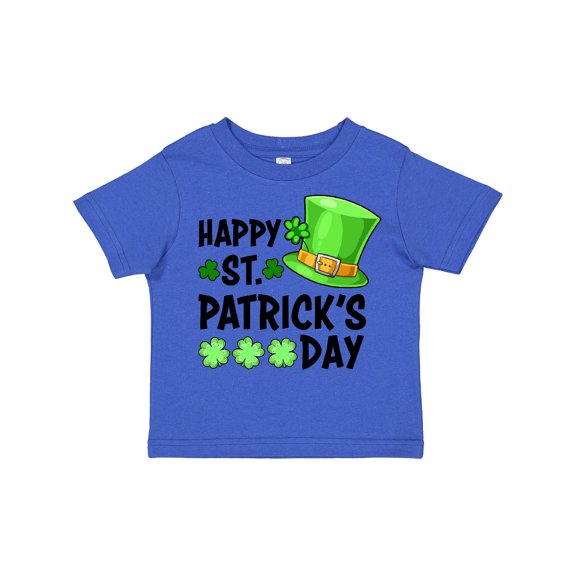Inktastic Happy St. Patrick's Day Green Hat and Clovers Boys or Girls Toddler T-Shirt