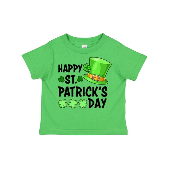 Inktastic Happy St. Patrick's Day Green Hat and Clovers Boys or Girls Toddler T-Shirt