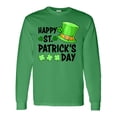 thumbnail image 1 of Inktastic Happy St. Patrick's Day Green Hat and Clovers Long Sleeve T-Shirt, 1 of 5