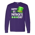 thumbnail image 1 of Inktastic Happy St. Patrick's Day Green Hat and Clovers Long Sleeve T-Shirt, 1 of 5