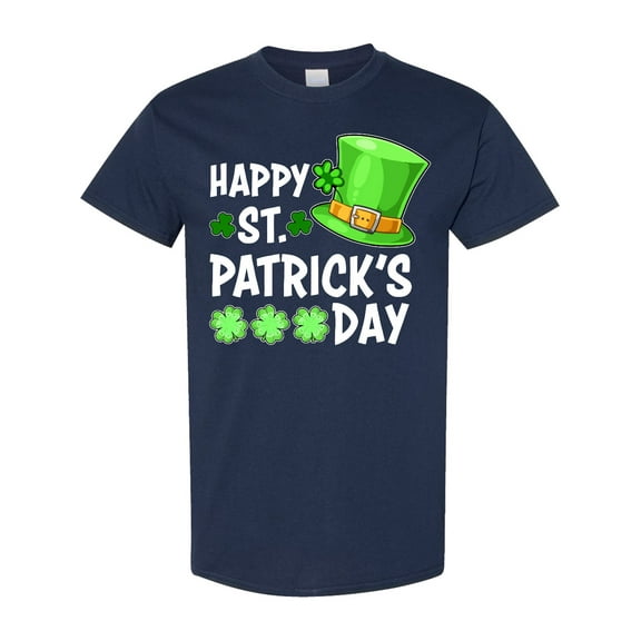 Inktastic Happy St. Patrick's Day Green Hat and Clovers T-Shirt