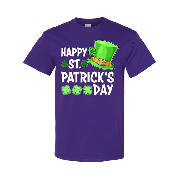 Inktastic Happy St. Patrick's Day Green Hat and Clovers T-Shirt