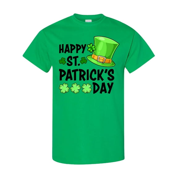 Inktastic Happy St. Patrick's Day Green Hat and Clovers T-Shirt