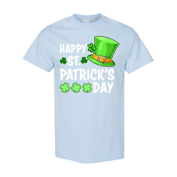 Inktastic Happy St. Patrick's Day Green Hat and Clovers T-Shirt