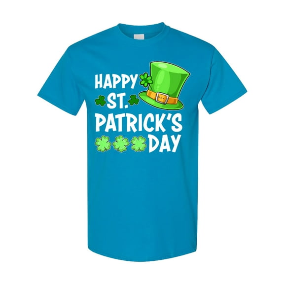 Inktastic Happy St. Patrick's Day Green Hat and Clovers T-Shirt