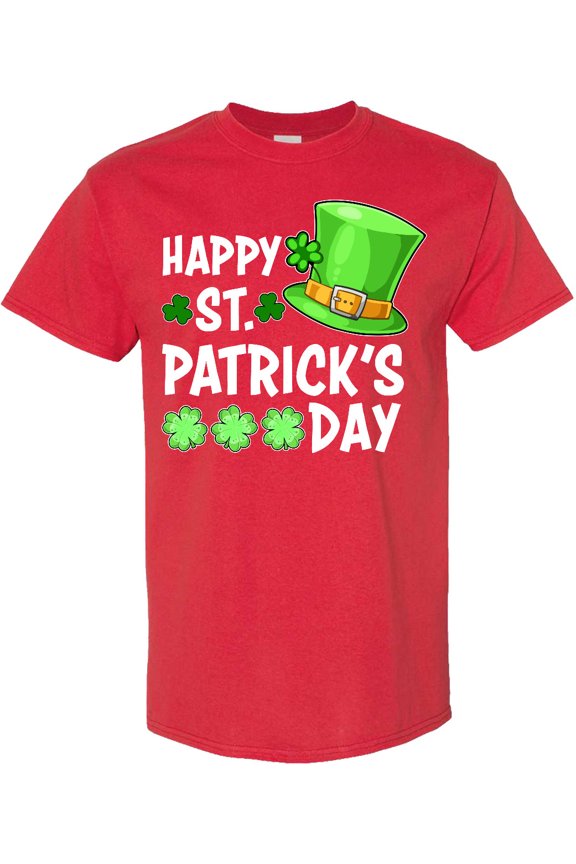 Happy St. Patrick's Day Green Hat and Clovers T-Shirt
