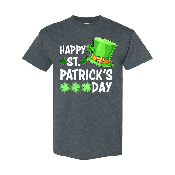 Inktastic Happy St. Patrick's Day Green Hat and Clovers T-Shirt