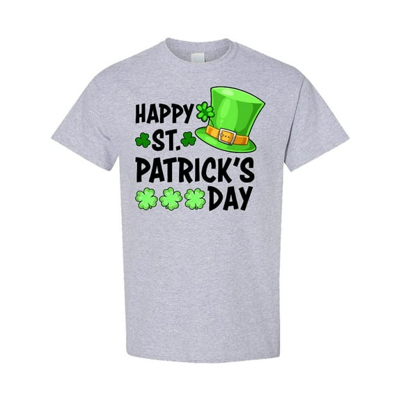 Inktastic Happy St. Patrick's Day Green Hat and Clovers T-Shirt