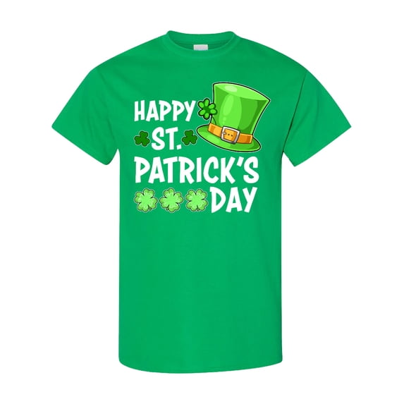Inktastic Happy St. Patrick's Day Green Hat and Clovers T-Shirt