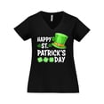 thumbnail image 1 of Inktastic Happy St. Patrick's Day Green Hat and Clovers Women's Plus Size V-Neck T-Shirt, 1 of 5