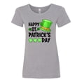 thumbnail image 1 of Inktastic Happy St. Patrick's Day Green Hat and Clovers Women's T-Shirt, 1 of 5
