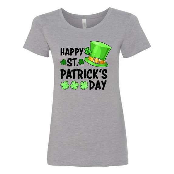 Inktastic Happy St. Patrick's Day Green Hat and Clovers Women's T-Shirt
