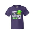 thumbnail image 1 of Inktastic Happy St. Patrick's Day Green Hat and Clovers Youth T-Shirt, 1 of 5