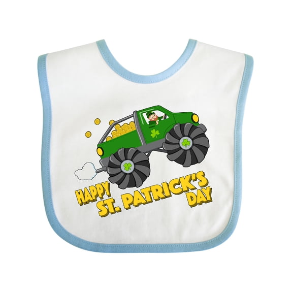 Inktastic Happy St. Patrick's Day Monster Truck with Leprechaun Boys or Girls Baby Bib