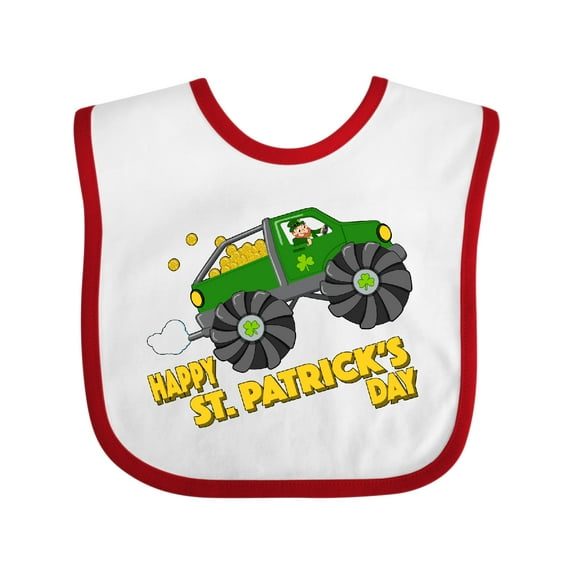 Inktastic Happy St. Patrick's Day Monster Truck with Leprechaun Boys or Girls Baby Bib
