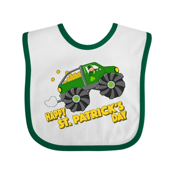 Inktastic Happy St. Patrick's Day Monster Truck with Leprechaun Boys or Girls Baby Bib