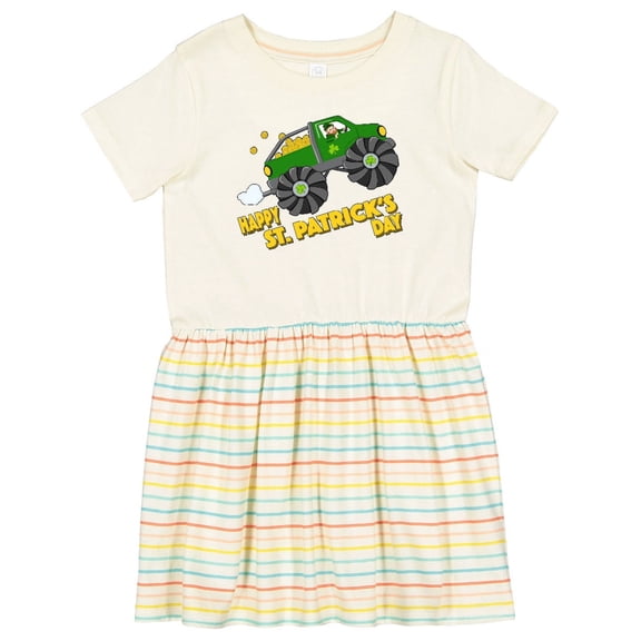 Inktastic Happy St. Patrick's Day Monster Truck with Leprechaun Girls Toddler Dress