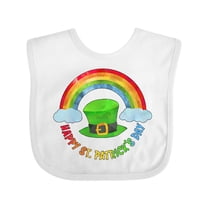 Inktastic Happy St. Patrick's Day Rainbow and Hat Boys or Girls Baby Bib
