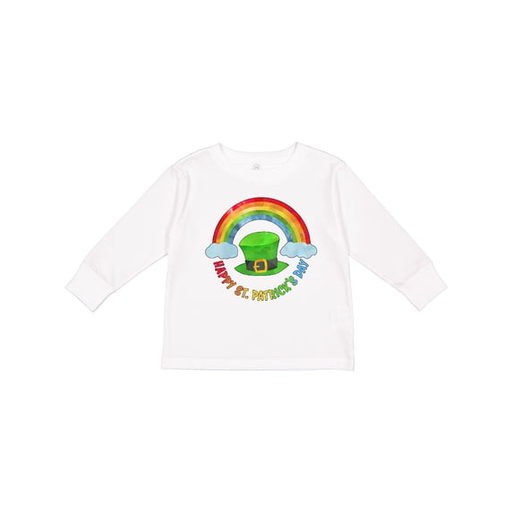 Inktastic Happy St. Patrick's Day Rainbow and Hat Boys or Girls Long Sleeve Toddler T-Shirt