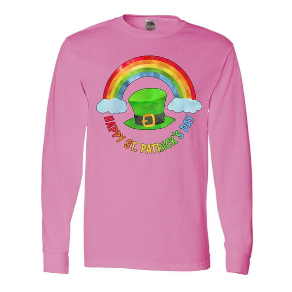 Inktastic Happy St. Patrick's Day Rainbow and Hat Long Sleeve T-Shirt