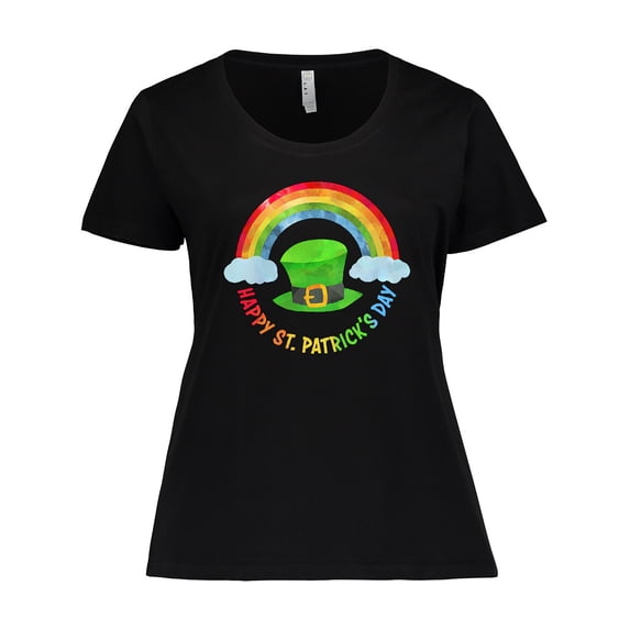 Inktastic Happy St. Patrick's Day Rainbow and Hat Women's Plus Size T-Shirt